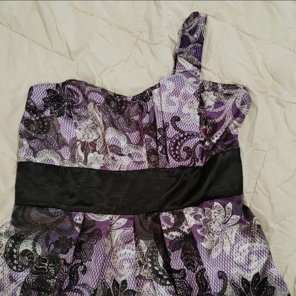 Torrid 24 Black Purple Floral Print Mini Dress - Picture 6 of 6